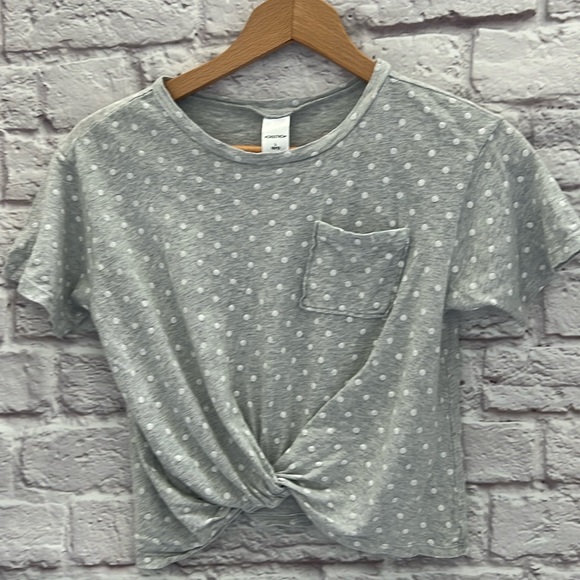 Nordstroms girls polka dot top grey white - Picture 1 of 6